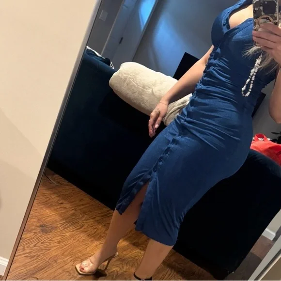 Fashion Nova Chic Blue Midi Dress - Picture 2 of 3